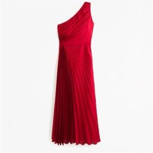 Abercrombie and Fitch Giselle Pleated One-Shoulder Maxi Dress XSP Red